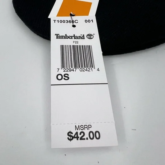 TIMBERLAND BLACK BEANIE, UNISEX, ONE SIZE FITS ALL, BEANIE WITH GREY ON THE CUFF - Picture 13 of 15